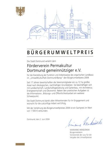 Umweltpreis von Stadt Dortmund2004